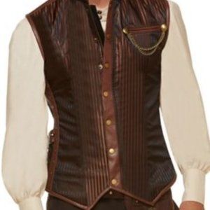 Steampunk Costume Vest Faux leather striped Jacket